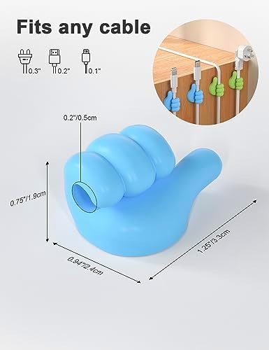 iToleeve 12Pcs Cable Clips, Fun Cord Holders, Silicone Thumb Wall Hooks, Cord Organizer for Desk Wall Car Nightstand, Cord Clips, Wire Holders, Phone USB Charger Cable Management, Key Hanger - Image 3