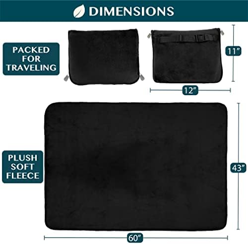 PAVILIA Travel Blanket Pillow, Soft Airplane Blanket 2-in-1 Combo Set, Plane Blanket Compact Packable, Flight Essentials Car Pillow, Travelers Gifts Accessories, Luggage Backpack Strap, 60x43 Black - Image 7