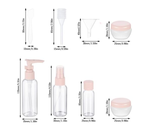 DGUPUP Travel Bottles Set for Toiletries, TSA Approved Travel Containers Le, Leak Proof Portable Toiletry Containers Set with Storage Bag,Travel Bottles Kit for Shampoo Conditioner, Set of 8(Pink) - Image 3