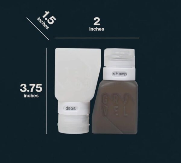 Gravel Soft 3oz Silicone Travel Liquid Bottles Leak Proof (Two Pack), TSA approved Clear Bag, Leak Proof, BPA Free, bundled with an additional set of 4 bottles for Carry on Liquids - Image 10