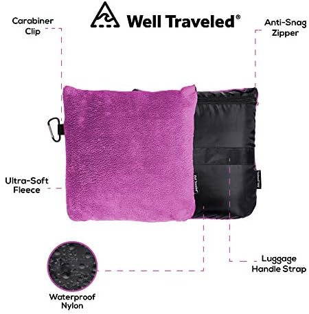 Well Traveled - 2 in 1 Fleece Travel Blanket with Stuffable Pillowcase, Airplane Travel Essentials, Portable Airplane or Car Blanket - Family Travel Necessities - Comfy Airplane Traveling Accessories - Image 3
