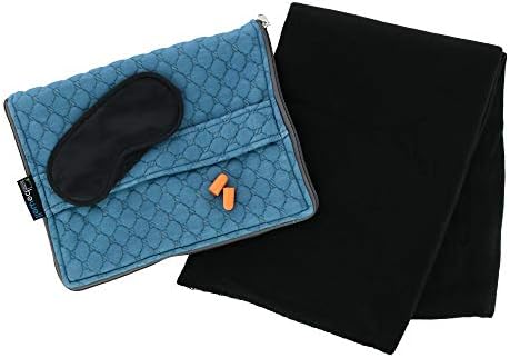 Lewis N. Clark Ultimate Comfort Set Portable Travel Kit for Airplane, Includes Inflatable Pillow Zippered Carrying Case, Cozy Fleece Blanket, Eye Mask for Sleeping & Foam Ear Plugs, Blue - Image 2