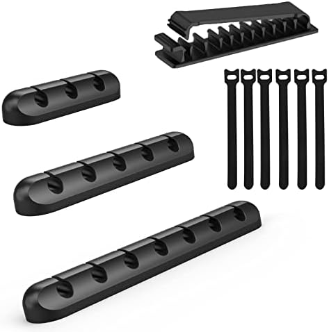 10 Pcs Cord Management Organizer Kit 3 Pcs Cable Holder Clips + 1 Pcs Cord Organizer + 6 Pcs Cable Ties, Silicone Adhesive Cable Holder for Car, Home and Office (Black) - Image 2