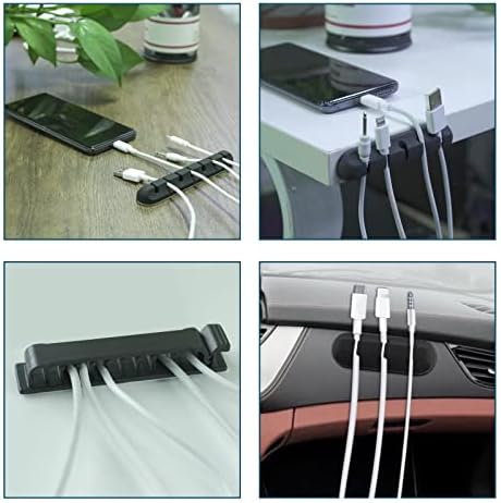 10 Pcs Cord Management Organizer Kit 3 Pcs Cable Holder Clips + 1 Pcs Cord Organizer + 6 Pcs Cable Ties, Silicone Adhesive Cable Holder for Car, Home and Office (Black) - Image 6