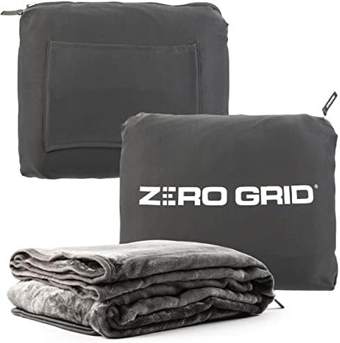 Zero Grid Premium Lightweight Wearable Super Soft Travel Blanket with Neck Snaps, Cozy Footpockets and Zipper Pouch, Compact Airplane with Luggage Strap Travel Blanket and Pillow Set - Image 2