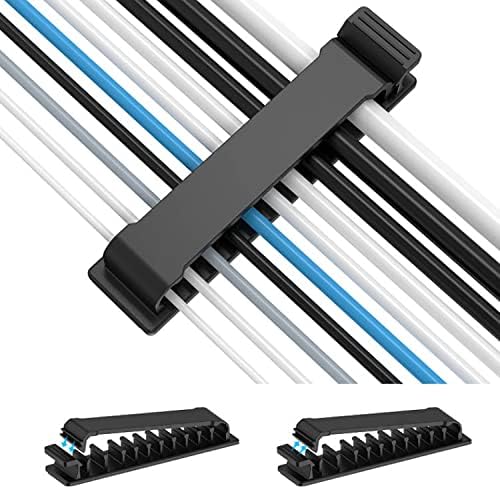 10 Pcs Cord Management Organizer Kit 3 Pcs Cable Holder Clips + 1 Pcs Cord Organizer + 6 Pcs Cable Ties, Silicone Adhesive Cable Holder for Car, Home and Office (Black) - Image 4
