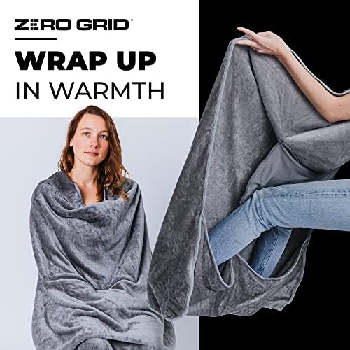 Zero Grid Premium Lightweight Wearable Super Soft Travel Blanket with Neck Snaps, Cozy Footpockets and Zipper Pouch, Compact Airplane with Luggage Strap Travel Blanket and Pillow Set - Image 6