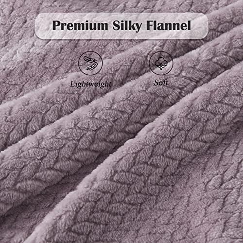 NEWCOSPLAY Super Soft Throw Blanket Light Purple Premium Silky Flannel Fleece Leaves Pattern Lightweight Bed Blanket All Season Use (Light Purple, Throw(50"x60")) - Image 6