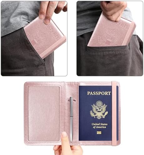 ACdream Passport and Vaccine Card Holder Combo, Cover Case with CDC Vaccination Card Slot, Leather Travel Documents Organizer Protector, with RFID Blocking, for Women and Men, - Image 6