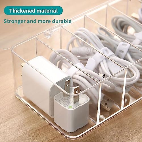 Plastic Transparent Cable Management Box with 10 Wire Ties, with 8 Compartments, Electronics Organizer forOffice, Stationery Supplies,Home Use, Desk Accessories Storage (1) - Image 6