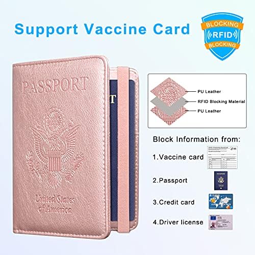 ACdream Passport and Vaccine Card Holder Combo, Cover Case with CDC Vaccination Card Slot, Leather Travel Documents Organizer Protector, with RFID Blocking, for Women and Men, - Image 4