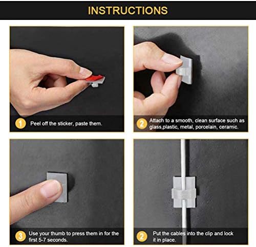 30PCS 3M Self Adhesive Cable Clips Management Strong Wire Holders Cord Organizer Cable Clamp Sticky Desk Management for Office Home Car Tables PC Laptop TV Walls (White) - Image 7
