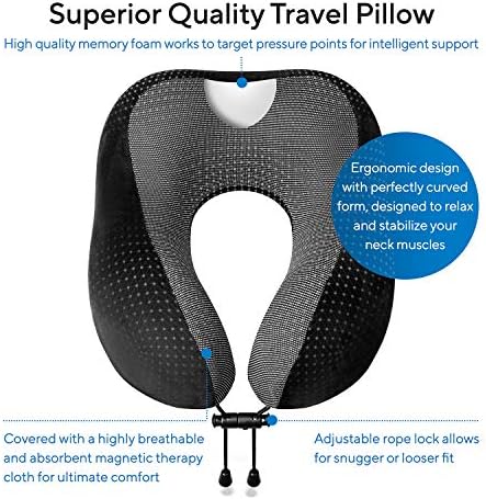 Proglobe Travel Blanket Luxury Travel Set - Ergonomic Airplane Neck Pillow 100% Pure Memory Foam and Super Soft Fleece Blanket - Premium 3D Sleep Mask & Earplugs - Ultimate 4-in-1 Travel Kit Black - Image 4