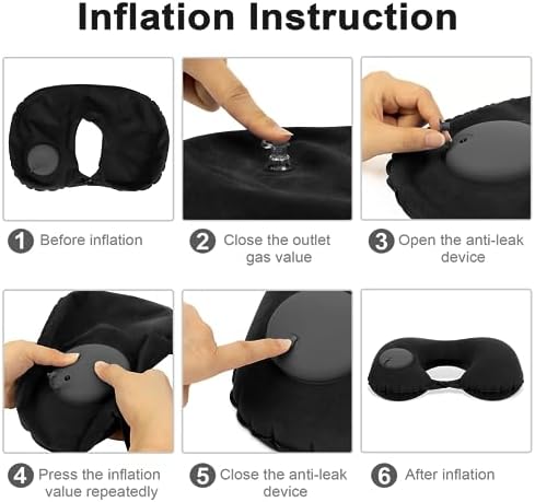 urnexttour Travel Pillow and Blanket Set Travel Essentials Inflatable Neck Support Pillows and Soft Blankets for Traveling Airplane Camping Car Black - Image 5