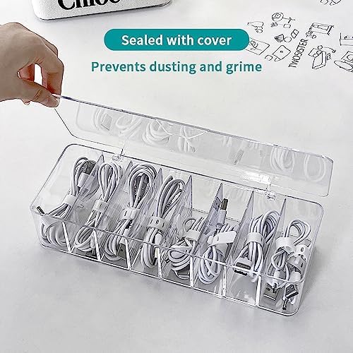 Plastic Transparent Cable Management Box with 10 Wire Ties, with 8 Compartments, Electronics Organizer forOffice, Stationery Supplies,Home Use, Desk Accessories Storage (1) - Image 7
