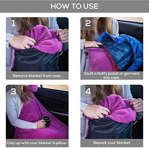 Well Traveled - 2 in 1 Fleece Travel Blanket with Stuffable Pillowcase, Airplane Travel Essentials, Portable Airplane or Car Blanket - Family Travel Necessities - Comfy Airplane Traveling Accessories - Image 5