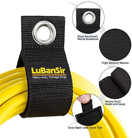 LuBanSir 9 Pack Extension Cord Holder Organizer, Holds 50lbs Heavy Duty Storage Straps for Garden Hose Storage and Garage Wall Organization - Image 4