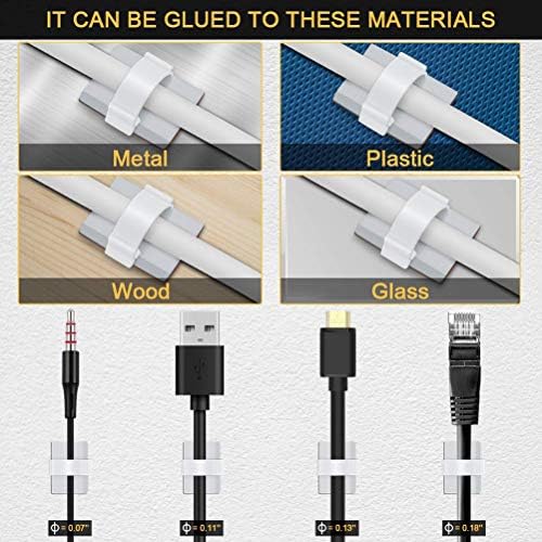 30PCS 3M Self Adhesive Cable Clips Management Strong Wire Holders Cord Organizer Cable Clamp Sticky Desk Management for Office Home Car Tables PC Laptop TV Walls (White) - Image 5