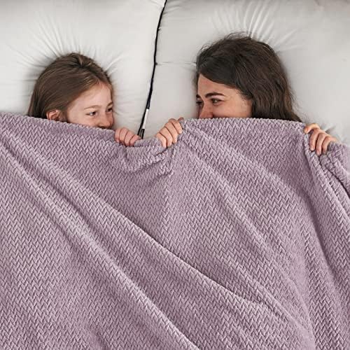 NEWCOSPLAY Super Soft Throw Blanket Light Purple Premium Silky Flannel Fleece Leaves Pattern Lightweight Bed Blanket All Season Use (Light Purple, Throw(50"x60")) - Image 4