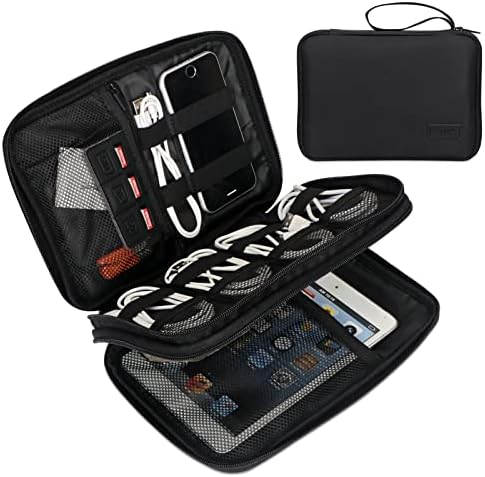 FYY Electronic Organizer, Travel Cable Organizer Bag Pouch Electronic Accessories Carry Case Portable Waterproof Double Layers All-in-One Storage Bag for Cable, Cord, Charger, Phone, Hard Drive,-Black - Image 2