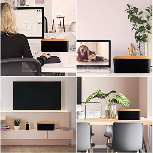 Cable Management Box 2 Pack with 122 Cable Clips Set,Cord Organizer Box Hide Power Strip,Safe ABS Material Cord Management Wire Organizer of Cable Clips Sleeve to Hide Wires & Cables(Black) - Image 8