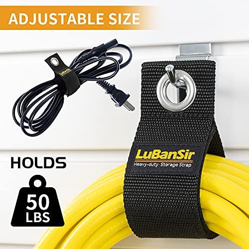 LuBanSir 9 Pack Extension Cord Holder Organizer, Holds 50lbs Heavy Duty Storage Straps for Garden Hose Storage and Garage Wall Organization - Image 3