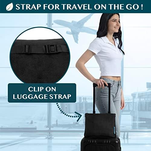 PAVILIA Travel Blanket Pillow, Soft Airplane Blanket 2-in-1 Combo Set, Plane Blanket Compact Packable, Flight Essentials Car Pillow, Travelers Gifts Accessories, Luggage Backpack Strap, 60x43 Black - Image 4