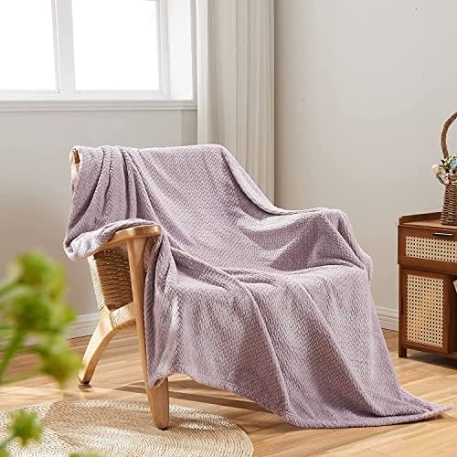 NEWCOSPLAY Super Soft Throw Blanket Light Purple Premium Silky Flannel Fleece Leaves Pattern Lightweight Bed Blanket All Season Use (Light Purple, Throw(50"x60")) - Image 3