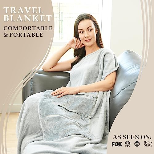 Travel Blanket Airplane Compact : Best Airplane Blanket For Women & Men & Kids - Travel Pillow And Blanket Set - Airplane Travel Essentials For Flying - Small Packable Blanket for Plane Car Train Bus - Image 3