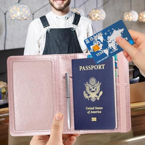 ACdream Passport and Vaccine Card Holder Combo, Cover Case with CDC Vaccination Card Slot, Leather Travel Documents Organizer Protector, with RFID Blocking, for Women and Men, - Image 3
