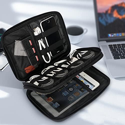 FYY Electronic Organizer, Travel Cable Organizer Bag Pouch Electronic Accessories Carry Case Portable Waterproof Double Layers All-in-One Storage Bag for Cable, Cord, Charger, Phone, Hard Drive,-Black - Image 8