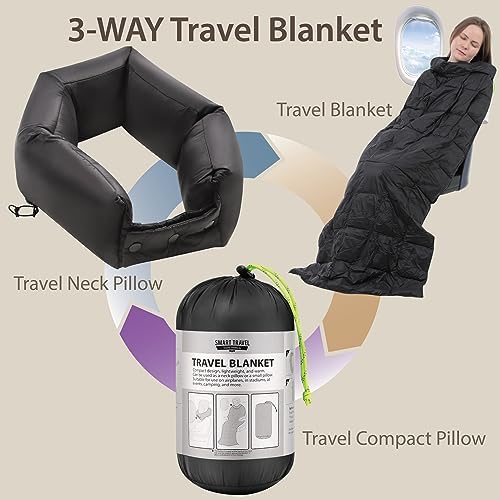 SmartTravel Compact Travel Blanket Travel Pillow and Lumbar Cushion 3-Ways Airplane Travel Essential for Women and Kids Lightweight Alternative Down - Image 5