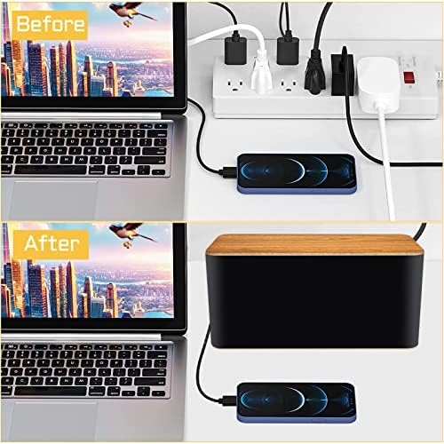 Cable Management Box 2 Pack with 122 Cable Clips Set,Cord Organizer Box Hide Power Strip,Safe ABS Material Cord Management Wire Organizer of Cable Clips Sleeve to Hide Wires & Cables(Black) - Image 6