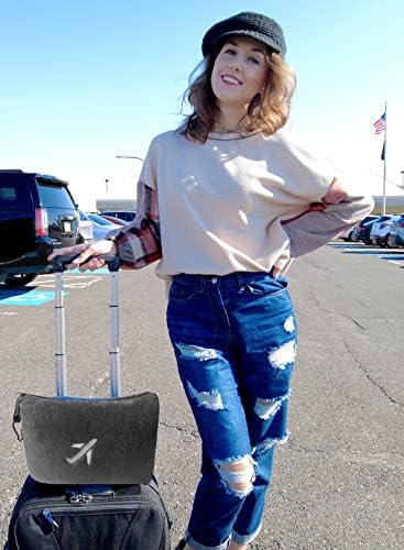 BlueHills Travel Blanket Pillow in Mini Soft Case Premium Plush Airplane Blanket Soft Bag Compact Pack with Luggage Belt and Backpack Clip - Grey Gray M01 - Image 7