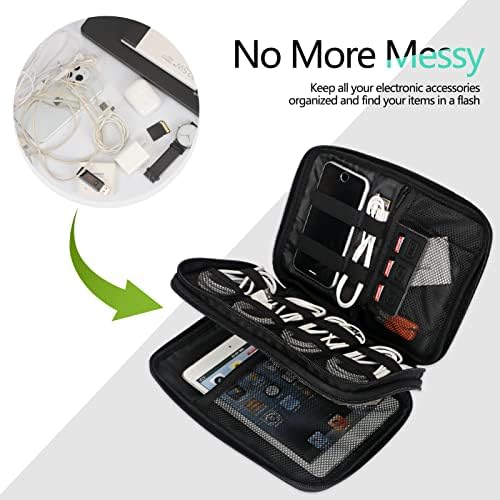 FYY Electronic Organizer, Travel Cable Organizer Bag Pouch Electronic Accessories Carry Case Portable Waterproof Double Layers All-in-One Storage Bag for Cable, Cord, Charger, Phone, Hard Drive,-Black - Image 6