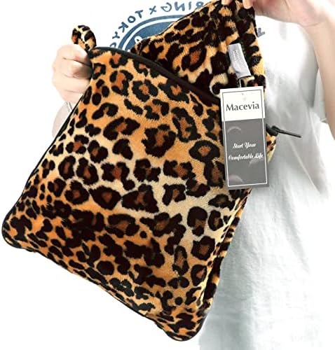 MACEVIA Travel Blanket Pillow Soft and Warm Blanket for Airplane Travel Essential Comfort Durability 2 in 1 Combo Throw Blanket for Train Car with Luggage Backpack Strap - Leopard Print - Image 8