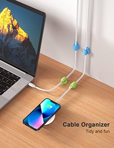 iToleeve 12Pcs Cable Clips, Fun Cord Holders, Silicone Thumb Wall Hooks, Cord Organizer for Desk Wall Car Nightstand, Cord Clips, Wire Holders, Phone USB Charger Cable Management, Key Hanger - Image 5