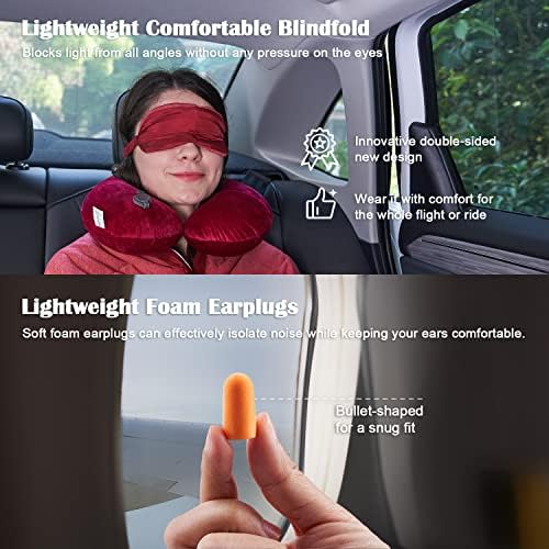 Commollis 4-in-1 Airplane Essentials-Travel Blanket and Pillow Set for Airplanes - Includes Blanket, Inflatable Pillow, Eye Mask, and Earplugs - Image 6