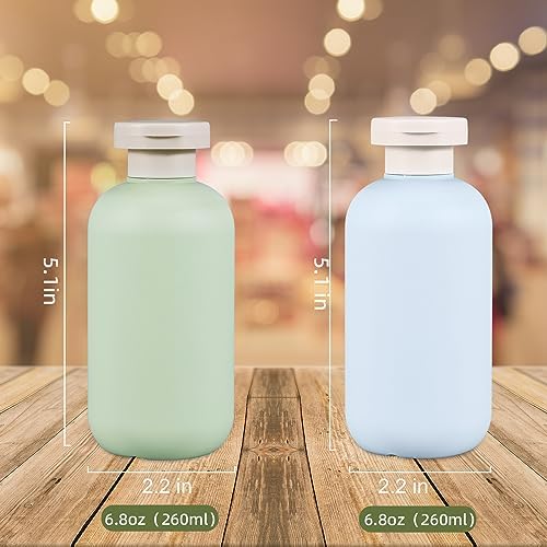 UMETASS 6.8 oz Travel Shampoo Bottles, Refillable Flip Cap Squeeze Bottles for Toiletries, Large Leakage-proof Travel Shampoo and Conditioner Bottles (Blue and Green) - Image 7
