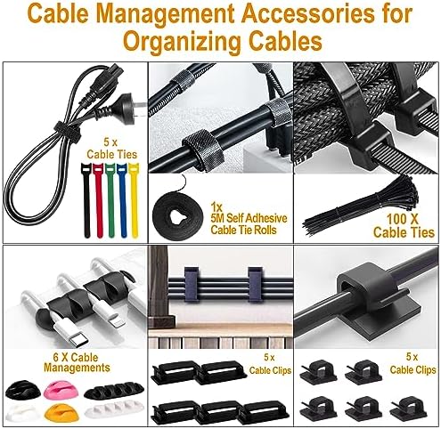 Cable Management Box 2 Pack with 122 Cable Clips Set,Cord Organizer Box Hide Power Strip,Safe ABS Material Cord Management Wire Organizer of Cable Clips Sleeve to Hide Wires & Cables(Black) - Image 7