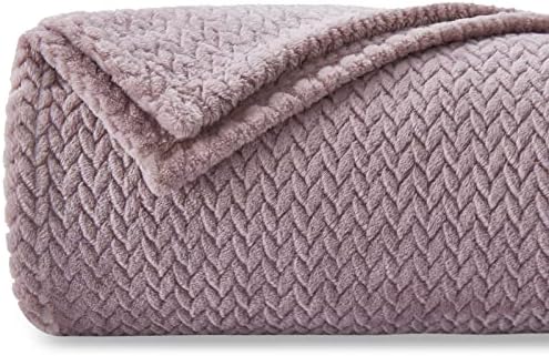 NEWCOSPLAY Super Soft Throw Blanket Light Purple Premium Silky Flannel Fleece Leaves Pattern Lightweight Bed Blanket All Season Use (Light Purple, Throw(50"x60")) - Image 2
