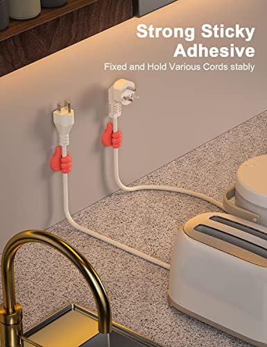iToleeve 12Pcs Cable Clips, Fun Cord Holders, Silicone Thumb Wall Hooks, Cord Organizer for Desk Wall Car Nightstand, Cord Clips, Wire Holders, Phone USB Charger Cable Management, Key Hanger - Image 6