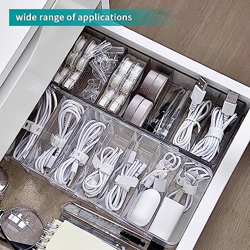 Plastic Transparent Cable Management Box with 10 Wire Ties, with 8 Compartments, Electronics Organizer forOffice, Stationery Supplies,Home Use, Desk Accessories Storage (1) - Image 8
