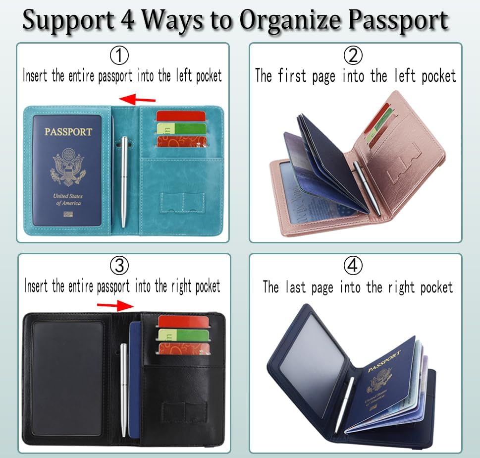 ACdream Passport and Vaccine Card Holder Combo, Cover Case with CDC Vaccination Card Slot, Leather Travel Documents Organizer Protector, with RFID Blocking, for Women and Men, - Image 5