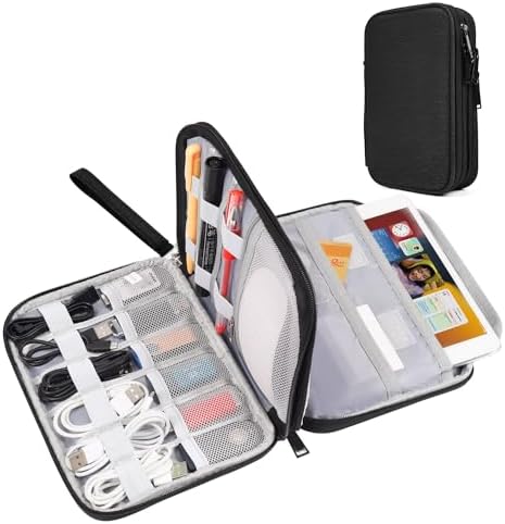 Qinntono Electronic Organizer Travel Cable Accessories Bag, Waterproof Electronic Organizer Case, Electronic Accessories Organizer Bag for 7.9" iPad Mini, Power Bank, Chargers, USB Cable, Flash Drive - Image 2