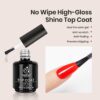 Beetles 2 Pcs 15ml No Wipe Gel Top Coat and Base Coat Set - Shine Finish and Long Lasting, Soak Off LED Nail Lamp Gel Base Top Coat Finish Nail Art Design Manicure Gifts for Women - Image 3